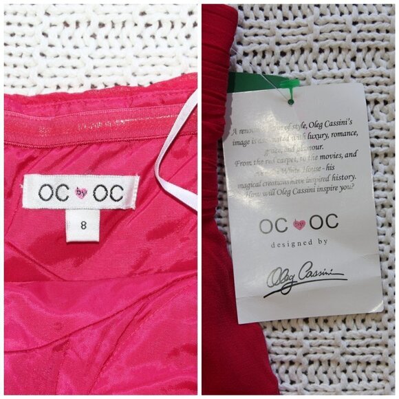 New OC by Oleg Cassini Cocktail 100% Silk Pink Mini dress Open Back Size 8 Zip - Picture 11 of 11